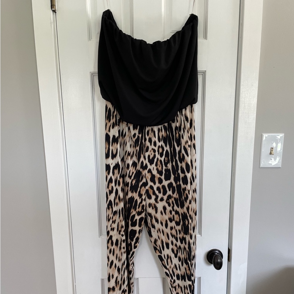 Leopard Strapless Jumpsuit
